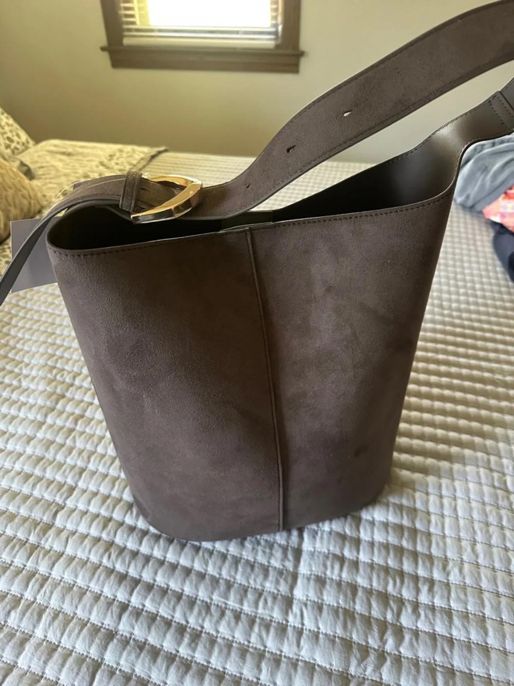 H&M Brown Suede Bucket Shoulder Bag - Picture 2 of 2